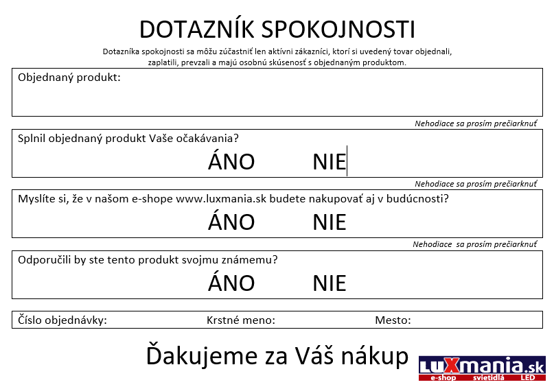 Dotazník spokojnosti.